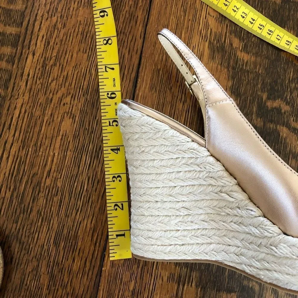 NEW Footcandy Costa Rica Rose Gold Coastal, Y2K Slingback Peep Toe Wedge
